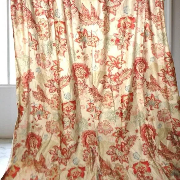 CINDY CRAWFORD FLORA ROUGE FLORAL BARN RED JACOBEAN PANELS (4) - Picture 2 of 5